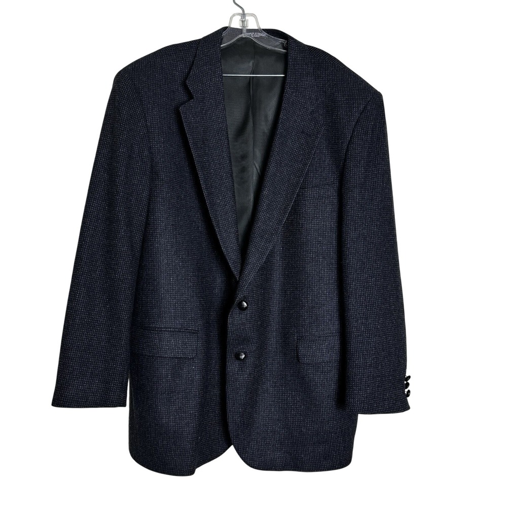 Vtg Stanley Blacker Wool‎ Tweed Blazer Sport Coat Gray Black Men's 48L